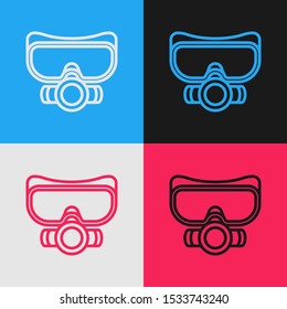Color line Diving mask icon isolated on color background. Extreme sport. Sport equipment. Vintage style drawing. Vector Illustration