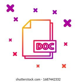 Color line DOC file document. Download doc button icon isolated on white background. DOC file extension symbol. Gradient random dynamic shapes. Vector Illustration