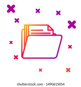 Color line Document folder icon isolated on white background. Accounting binder symbol. Bookkeeping management. Gradient random dynamic shapes. Vector Illustration