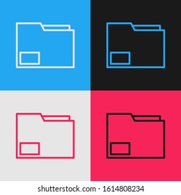 Color line Document folder icon isolated on color background. Accounting binder symbol. Bookkeeping management. Vintage style drawing. Vector Illustration