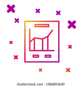 Color line Document with graph chart icon isolated on white background. Report text file icon. Accounting sign. Audit, analysis, planning. Gradient random dynamic shapes. Vector Illustration