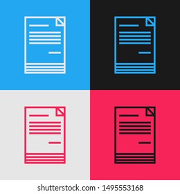 Color line Document icon isolated on color background. File icon. Checklist icon. Business concept.  Vintage style drawing. Vector Illustration
