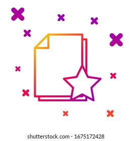 Color line Document with star icon isolated on white background. Document best, favorite, rating symbol. Gradient random dynamic shapes. Vector Illustration
