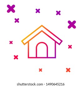 Color line Dog house icon isolated on white background. Dog kennel. Gradient random dynamic shapes. Vector Illustration