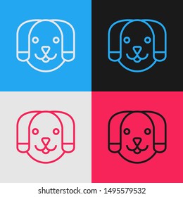 Color line Dog icon isolated on color background. Vector Illustration