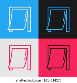 Color line Door for pet icon isolated on color background. Vintage style drawing. Vector Illustration