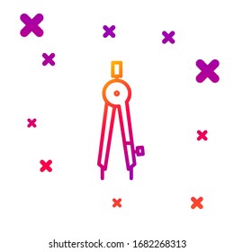 Icono de brújula de dibujo de línea de color aislado en fondo blanco. Signo de brújula. Herramientas de dibujo y educación. Instrumento geométrico. Formas dinámicas aleatorias degradadas. Ilustración vectorial