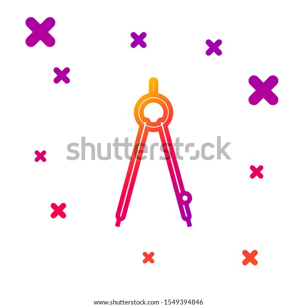 Color line\
Drawing compass icon isolated on white background. Compasses sign.\
Drawing and educational tools. Geometric instrument. Gradient\
random dynamic shapes. Vector\
Illustration