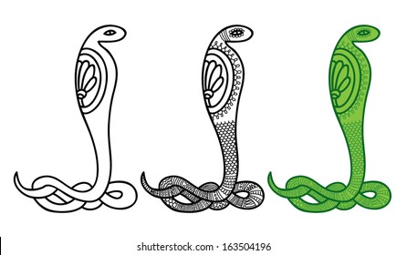 color and line drawing a snake in egyptian style vector