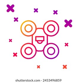 Color line Drone flying icon isolated on white background. Quadrocopter with video and photo camera symbol. Gradient random dynamic shapes. Vector