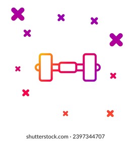 Color line Dumbbell icon isolated on white background. Muscle lifting icon, fitness barbell, gym, sports equipment, exercise bumbbell. Gradient random dynamic shapes. Vector