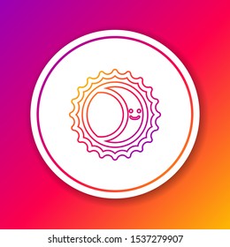 Color line Eclipse of the sun icon isolated on color background. Total sonar eclipse. Circle white button. Vector Illustration