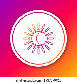 Color line Eclipse of the sun icon isolated on color background. Total sonar eclipse. Circle white button. Vector Illustration