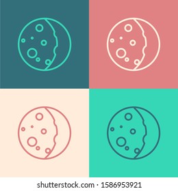 Color line Eclipse of the sun icon isolated on color background. Total sonar eclipse.  Vector Illustration