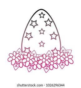 color line egg easter with star and flower decoration