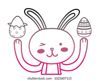color line eggs easter decoration and rabbit animal