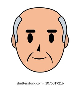 color line elderly man head with hair design