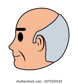 color line elderly man head on side with hair
