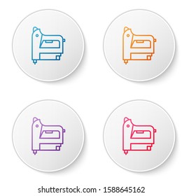 Color line Electric construction stapler icon isolated on white background. Working tool. Set icons in circle buttons. Vector Illustration