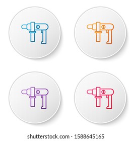 Color line Electric drill machine icon isolated on white background. Repair tool. Set icons in circle buttons. Vector Illustration