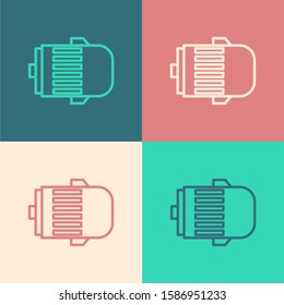 Color line Electric engine icon isolated on color background. Car alternator.  Vector Illustration