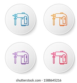 Color line Electric rotary hammer drill machine icon isolated on white background. Working tool for construction, finishing, repair work. Set icons in circle buttons. Vector Illustration