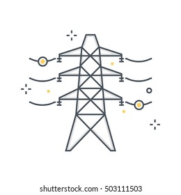 Color line, electricity illustration, icon, background and graphics. The illustration is colorful, flat, vector, pixel perfect, suitable for web and print. It is linear stokes and fills.