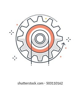 Color line, energy, cog concept illustration, icon, background and graphics. The illustration is colorful, flat, vector, pixel perfect, suitable for web and print. It is linear stokes and fills.