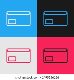Color line Envelope icon isolated on color background. Email message letter symbol. Vintage style drawing. Vector Illustration