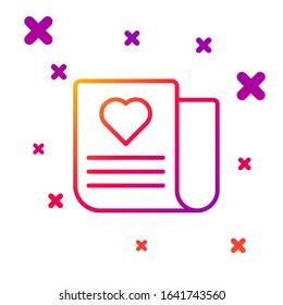 Color line Envelope with Valentine heart icon isolated on white background. Message love. Letter love and romance. Gradient random dynamic shapes. Vector Illustration