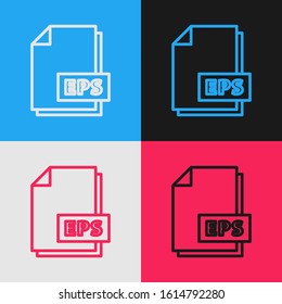 Color line EPS file document. Download eps button icon isolated on color background. EPS file symbol. Vintage style drawing. Vector Illustration
