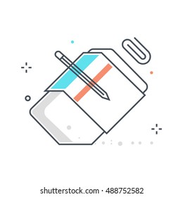 Color line, eraser illustration, icon, background and graphics. The illustration is colorful, flat, vector, pixel perfect, suitable for web and print. Linear stokes and fills.