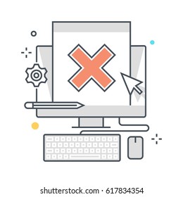 Color line, error illustration, icon, background and graphics. The illustration is colorful, flat, vector, pixel perfect, suitable for web and print. It is linear stokes and fills.