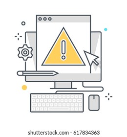 Color line, error illustration, icon, background and graphics. The illustration is colorful, flat, vector, pixel perfect, suitable for web and print. It is linear stokes and fills.