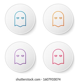 Color line Executioner mask icon isolated on white background. Hangman, torturer, executor, tormentor, butcher, headsman icon. Set icons in circle buttons. Vector Illustration