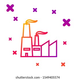 Color line Factory icon isolated on white background. Industrial building. Gradient random dynamic shapes. Vector Illustration