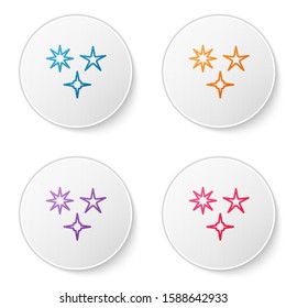 Color line Falling star icon isolated on white background. Meteoroid, meteorite, comet, asteroid, star icon. Set icons in circle buttons. Vector Illustration