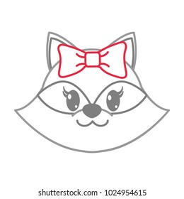 color line female raccoon head cute animal