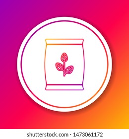 Color line Fertilizer bag icon isolated on color background. Circle white button. Vector Illustration