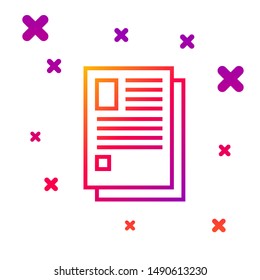 Color line File document icon isolated on white background. Checklist icon. Business concept. Gradient random dynamic shapes. Vector Illustration