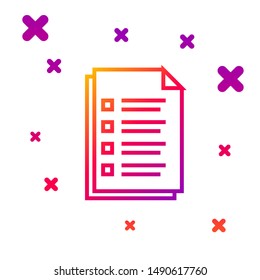 Color line File document icon isolated on white background. Checklist icon. Business concept. Gradient random dynamic shapes. Vector Illustration