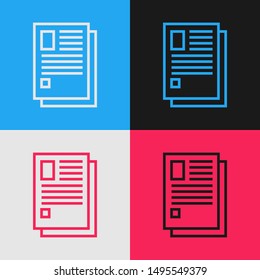 Color line File document icon isolated on color background. Checklist icon. Business concept. Vintage style drawing. Vector Illustration