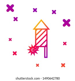 Color line Firework rocket icon isolated on white background. Concept of fun party. Explosive pyrotechnic symbol. Gradient random dynamic shapes. Vector Illustration