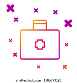 Color line First aid kit icon isolated on white background. Medical box with cross. Medical equipment for emergency. Healthcare concept. Gradient random dynamic shapes. Vector Illustration