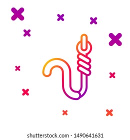 Color line Fishing hook and worm icon isolated on white background. Fishing tackle. Gradient random dynamic shapes. Vector Illustration