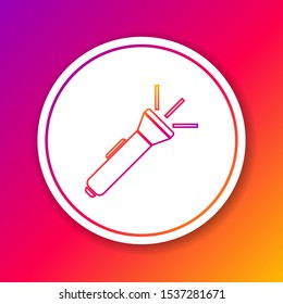 Color line Flashlight icon isolated on color background. Circle white button. Vector Illustration