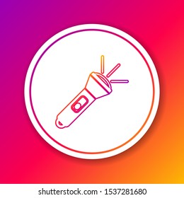 Color line Flashlight icon isolated on color background. Circle white button. Vector Illustration