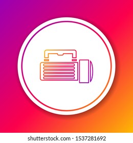 Color line Flashlight icon isolated on color background. Tourist flashlight handle. Circle white button. Vector Illustration