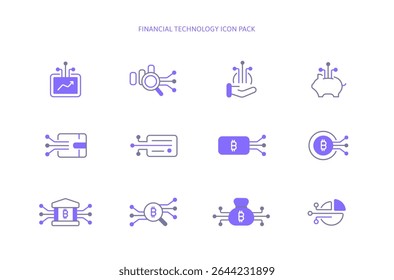 Linha de cor plana Finanças Fintech Ícone com Linha de Eletricidade em Pagamento Futurista e Banca Digital. Criptomoeda ou Símbolo de Análise Financeira de IA de Moeda Estável. Ilustração editável do traçado.