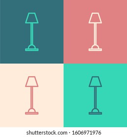 Color line Floor lamp icon isolated on color background.  Vector Illustration